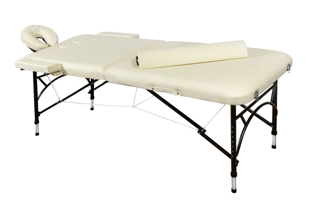 Массажный стол 2-секционный алюминиевый BodyFit (186x70 см) бежевый от компании Интернет-магазин Encity - фото 1