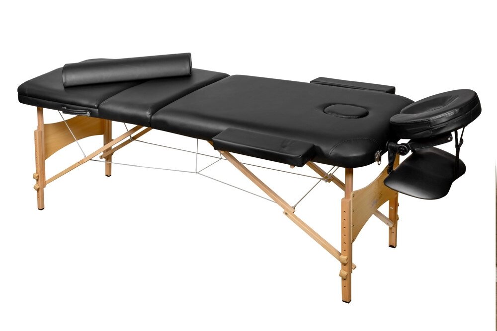 Массажный стол 3-х секционный деревянный BodyFit (185x60) черный от компании Интернет-магазин Encity - фото 1