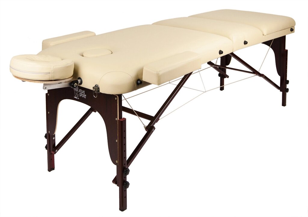 Массажный стол Atlas sport 3-х секц деревянный 195х70 LUX (с memory foam) от компании Интернет-магазин Encity - фото 1