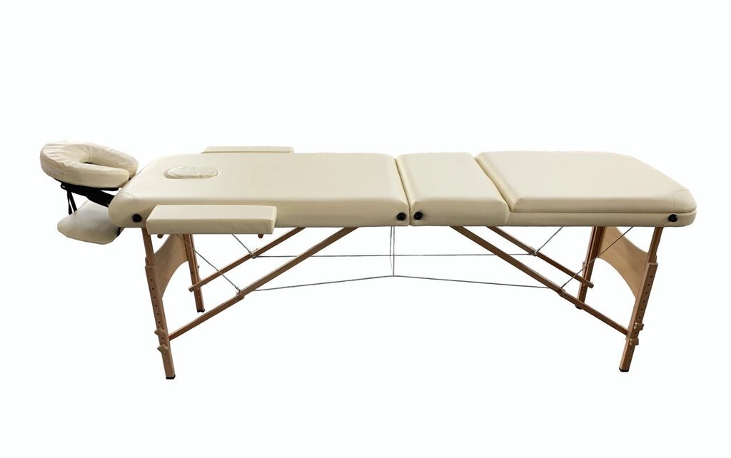 Массажный стол BodyFit складной 3-х секционный деревянный бежевый (186x60 см) от компании Интернет-магазин Encity - фото 1