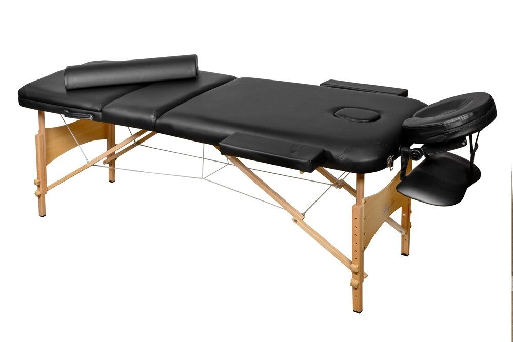 Массажный стол BodyFit складной 3-х секционный деревянный черный (186x60 см) от компании Интернет-магазин Encity - фото 1
