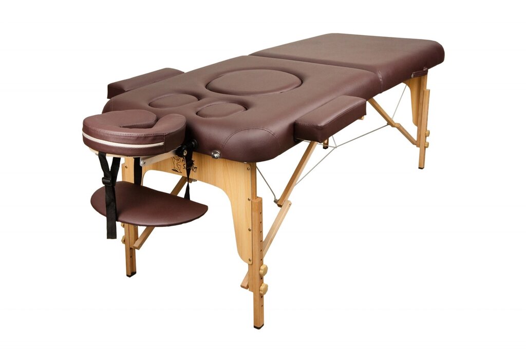 Массажный стол для беременных Atlas Sport складной 2-с деревянный 185х70 см бургунди от компании Интернет-магазин Encity - фото 1