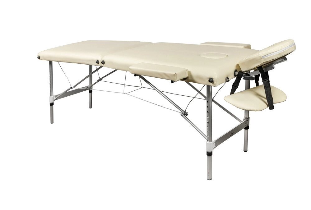 Массажный стол складной 2-секционный алюминиевый BodyFit (186x60 см) бежевый от компании Интернет-магазин Encity - фото 1