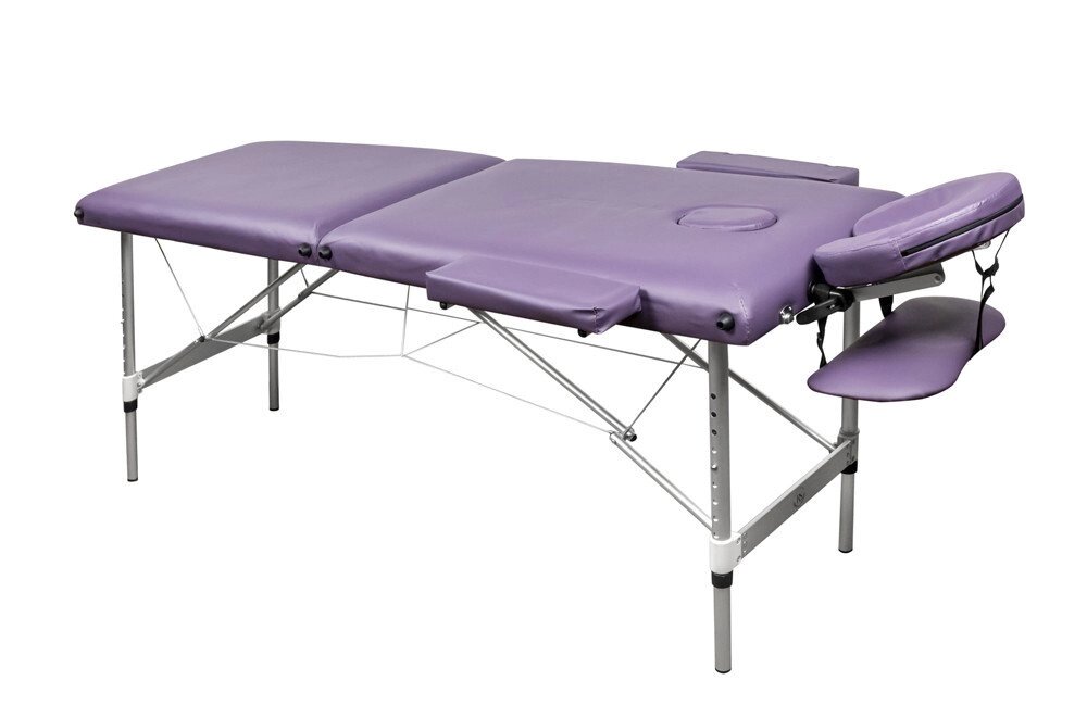 Массажный стол складной 2-секционный алюминиевый BodyFit (186x60 см) фиолетовый от компании Интернет-магазин Encity - фото 1