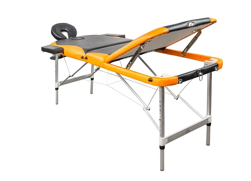 Массажный стол складной 3-секционный алюминиевый BodyFit (186x60) черно-оранжевый от компании Интернет-магазин Encity - фото 1