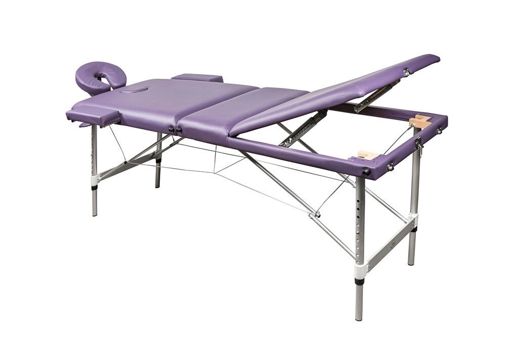 Массажный стол складной 3-секционный алюминиевый BodyFit (186x60 см) фиолетовый от компании Интернет-магазин Encity - фото 1