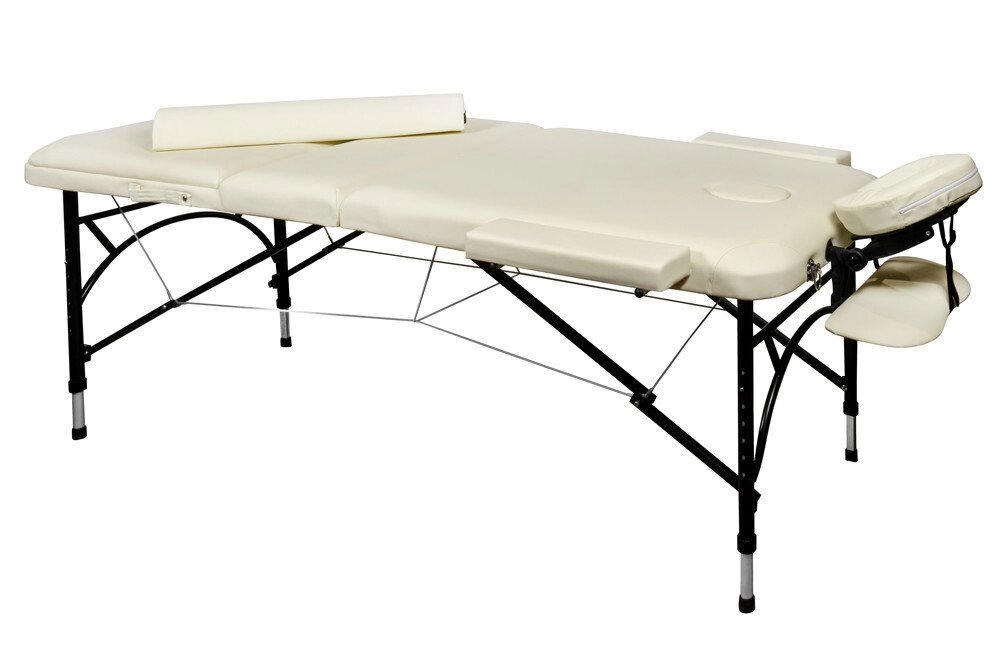 Массажный стол складной 3-секционный алюминиевый BodyFit (186x70 см) бежевый от компании Интернет-магазин Encity - фото 1