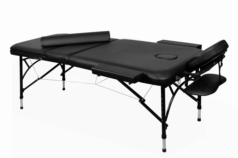 Массажный стол складной 3-секционный алюминиевый BodyFit (186x70 см) черный от компании Интернет-магазин Encity - фото 1