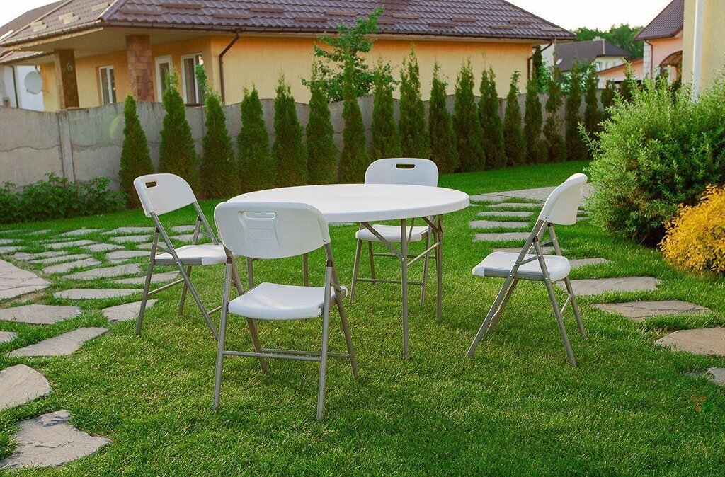 Набор складной садовой мебели CALVIANO (стол круглый 122см и 4 стула) от компании Интернет-магазин Encity - фото 1
