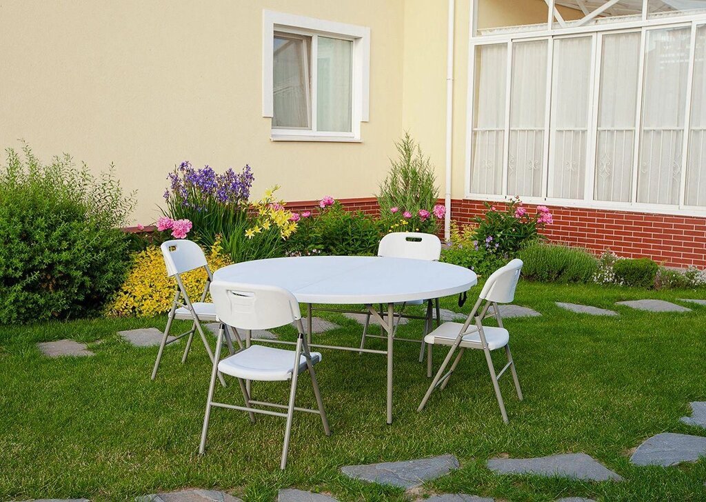 Набор складной садовой мебели CALVIANO (стол круглый 152см и 4 стула) от компании Интернет-магазин Encity - фото 1