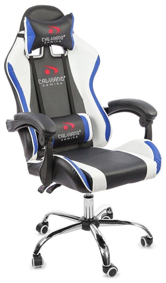 Офисное кресло Calviano ULTIMATO black/white/blue от компании Интернет-магазин Encity - фото 1