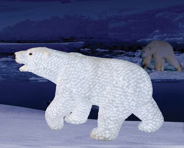 Акриловая светодиодная фигура &quot;Белый медведь&quot;100х175 см; 3872 диода) - заказать