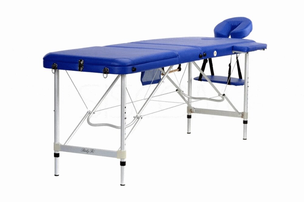 Массажный стол складной 2-секционный алюминиевый Body. Fit (186x60 см) синий - обзор