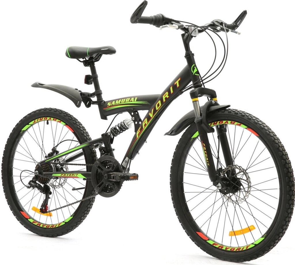 Велосипед Favorit Samurai 24&quot; черно-зеленый - наличие