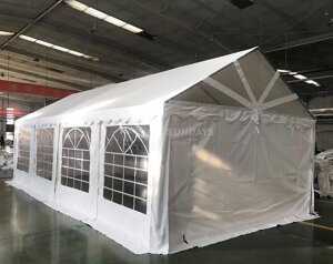 Тент-шатер ПВХ 4x8м с прозрачным фронтоном белый Sundays 48201W