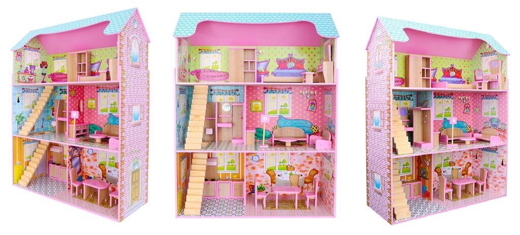 Домик для кукол Барби Dream House с мебелью, деревянный, высота 110 см, арт. B745 от компании Интернет-магазин ДИМОХА - товары для семейного отдыха и детей в Минске - фото 1