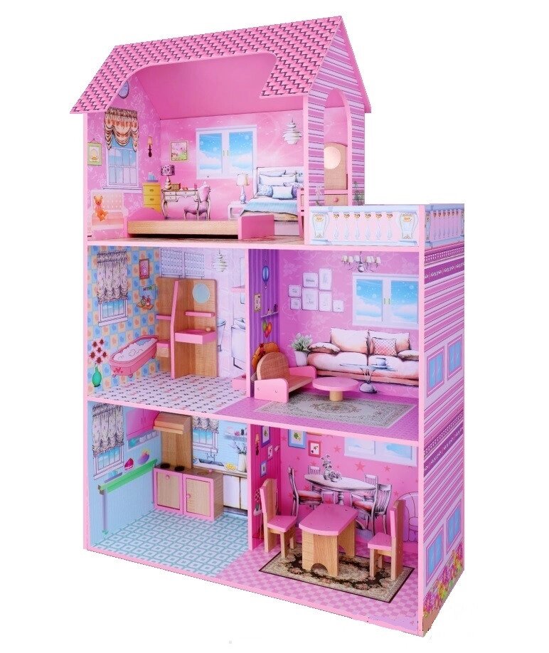 Домик для кукол Барби Dream House  с мебелью, деревянный, высота 115 см, B742 от компании Интернет-магазин ДИМОХА - товары для семейного отдыха и детей в Минске - фото 1