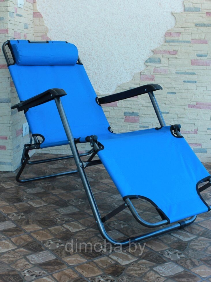Кресло-шезлонг складной, длина 155 ( голубой ) от компании Интернет-магазин ДИМОХА - товары для семейного отдыха и детей в Минске - фото 1