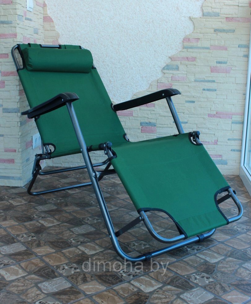 Кресло-шезлонг складной, длина 155 (зеленый) от компании Интернет-магазин ДИМОХА - товары для семейного отдыха и детей в Минске - фото 1