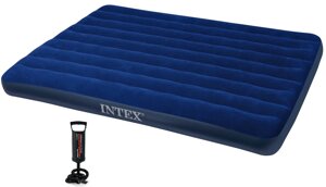 Надувной матрас кровать Intex 64758 (усиленный), 137х191х25 + ручной насос