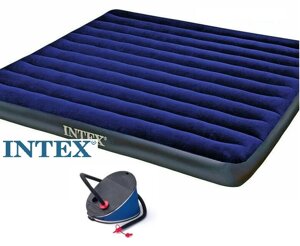 Надувной матрас кровать Intex (усиленный) 64755, 183х203х25 +ножной насос на 5л