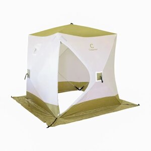 Палатка зимняя куб СЛЕДОПЫТ 210 х210х214 , Oxford 210D PU 1000, S по полу 4,4 кв. м, цв. оливковый/белый