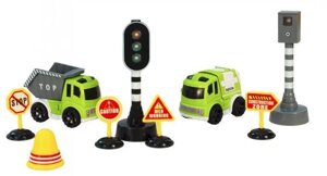 Игровой набор машин спецтехники со светофором и др дорожными знаками, MY9102D