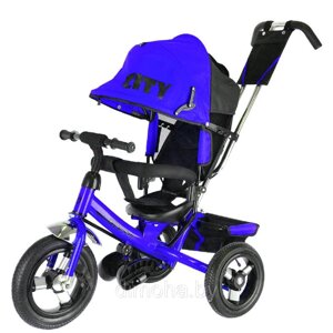 Детский трехколесный велосипед City JD7 надувные колеса 12/10 с холостым ходом (синий)