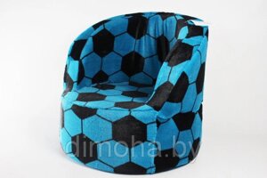 Детское кресло футбольный мяч мягкое набивное (синее)