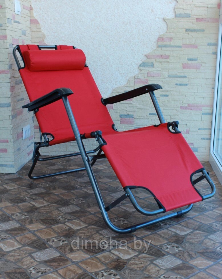 Кресло-шезлонг складной, длина 155 см, красный) - описание