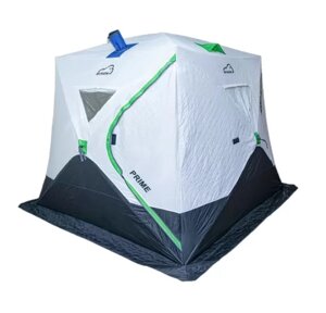 Палатка зимняя Куб Bison Prime Extra утеплённая (240х240х210),(DM-19-B) бело/зеленая, арт. 447854