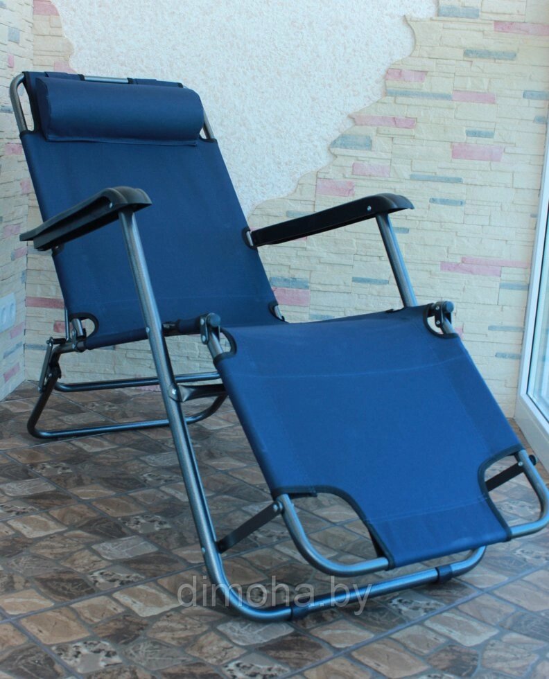 Кресло-шезлонг складной, длина 155см, темно-синий, D33200 - скидка