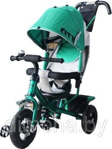 Детский трехколесный велосипед City JD7 надувные колеса 12/10 с холостым ходом (зеленый)
