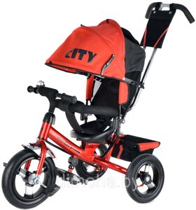 Детский трехколесный велосипед City JD7 надувные колеса 12/10 с холостым ходом (красный)