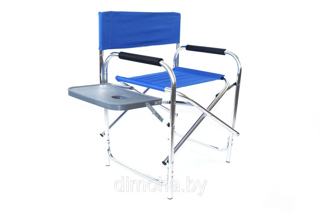 Стул туристический, складной, кресло  с откидным столиком для отдыха, рыбалки, пикника ( голубой) - гарантия