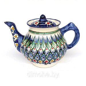 Чайник узбекский керамический. Риштан. 1 литр
