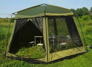 Палатка тент шатер с сеткой и шторками, арт. LANYU 1629 (430х430х230см)
