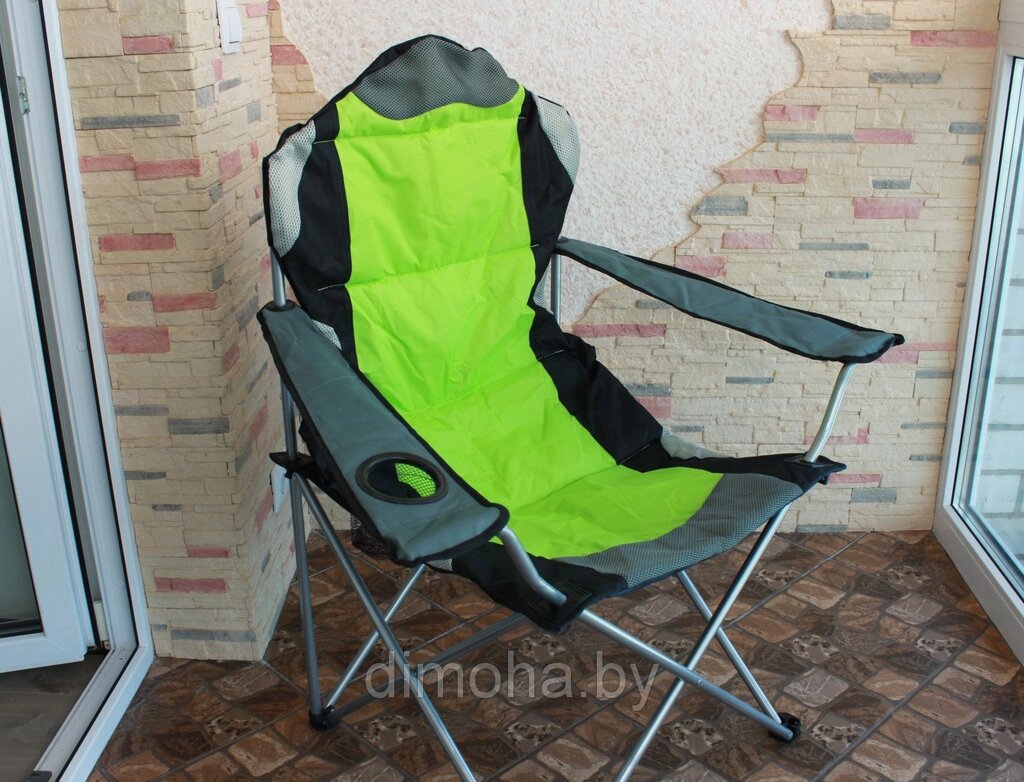 Стул туристический, складной, кресло с подлокотниками для отдыха, рыбалки, пикника (зеленый) - наличие