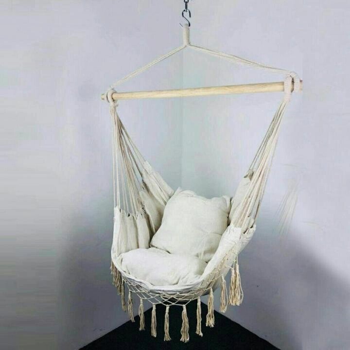 Подвесной гамак-кресло хлопковое с подушкой  в комплекте от компании Интернет-магазин ДИМОХА - товары для семейного отдыха и детей в Минске - фото 1