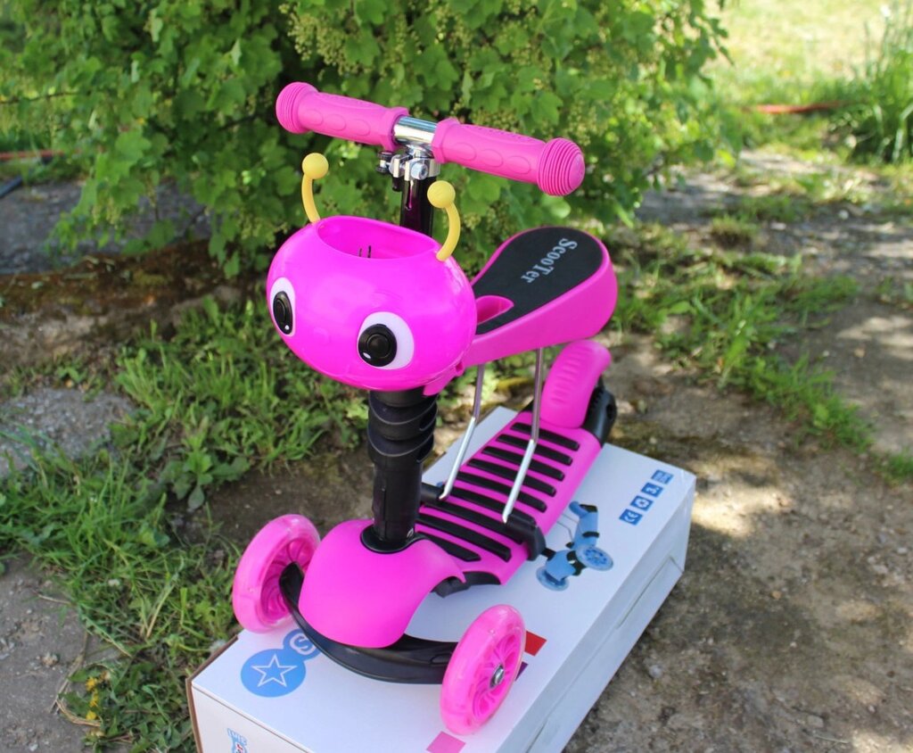 Самокат 21st scooter Mini 3 в 1 Муравей (розовый) от компании Интернет-магазин ДИМОХА - товары для семейного отдыха и детей в Минске - фото 1