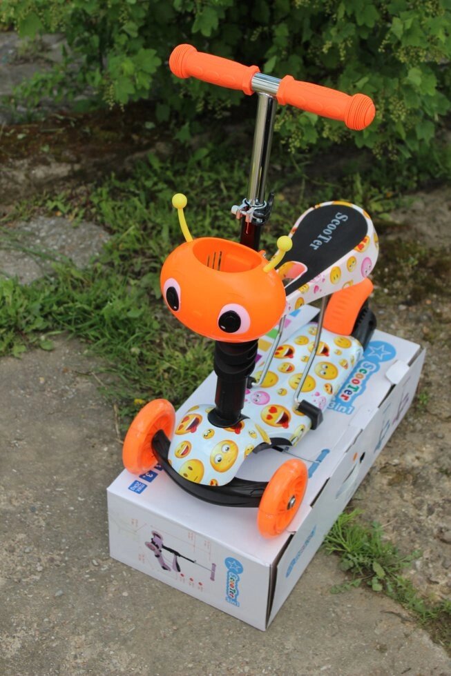 Самокат 21st scooter Mini 3 в 1 принт (оранжевый) от компании Интернет-магазин ДИМОХА - товары для семейного отдыха и детей в Минске - фото 1