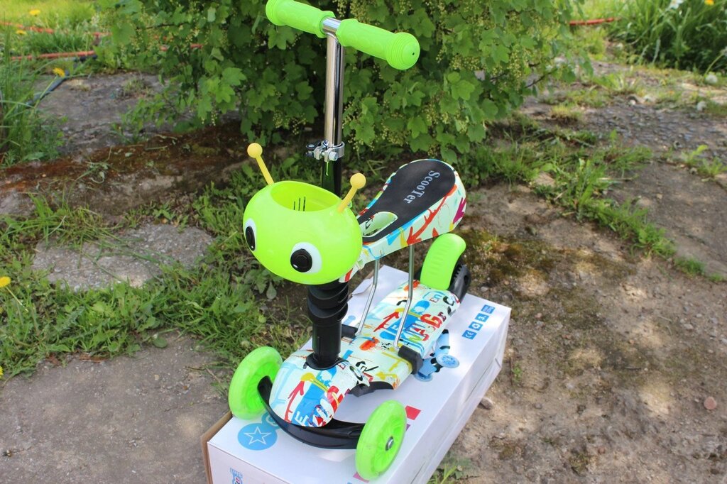 Самокат 21st scooter Mini 3 в 1 принт (салатовый) от компании Интернет-магазин ДИМОХА - товары для семейного отдыха и детей в Минске - фото 1