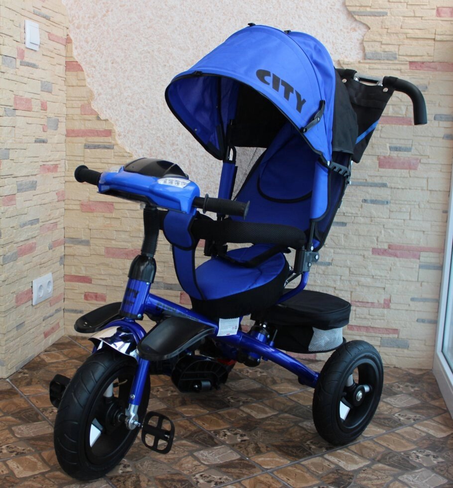 Trike City Sport с фарой и поворотным сиденьем (синий) от компании Интернет-магазин ДИМОХА - товары для семейного отдыха и детей в Минске - фото 1