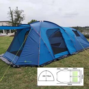 Туристическая кемпинговая палатка 6-ти местная Mircamping, арт. 1600W-6 (630x310x200/170 см)