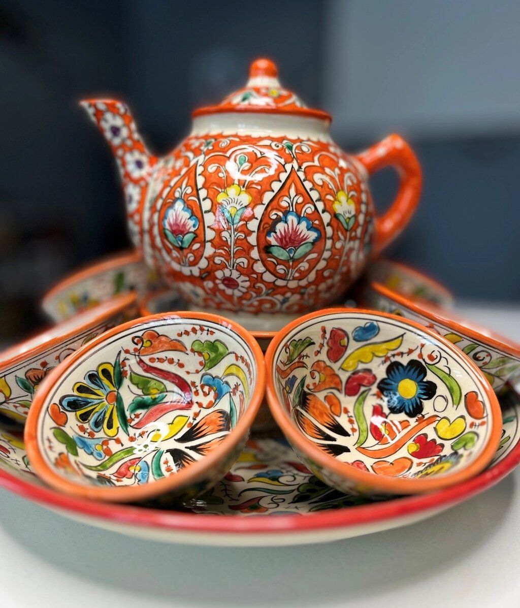 Узбекский чайный сервиз на 6 персон (оранжевый) от компании Интернет-магазин ДИМОХА - товары для семейного отдыха и детей в Минске - фото 1