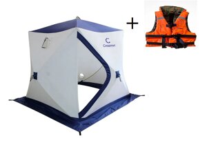 Зимняя палатка «Следопыт «Куб» обеспечивает комфор, 175х175х175 , S по полу 3,1 кв. м, 3 слоя, цв. синий/белый