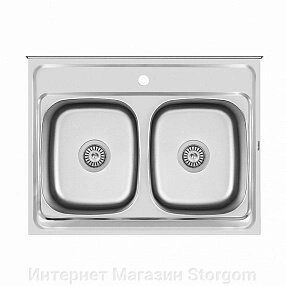 Mateo 6080 AQ SENO MAGGIORE , /0,8мм -180мм/, мойка накладная,нержавейка, две чаши, 600 x 800, от компании Интернет Магазин Storgom - фото 1