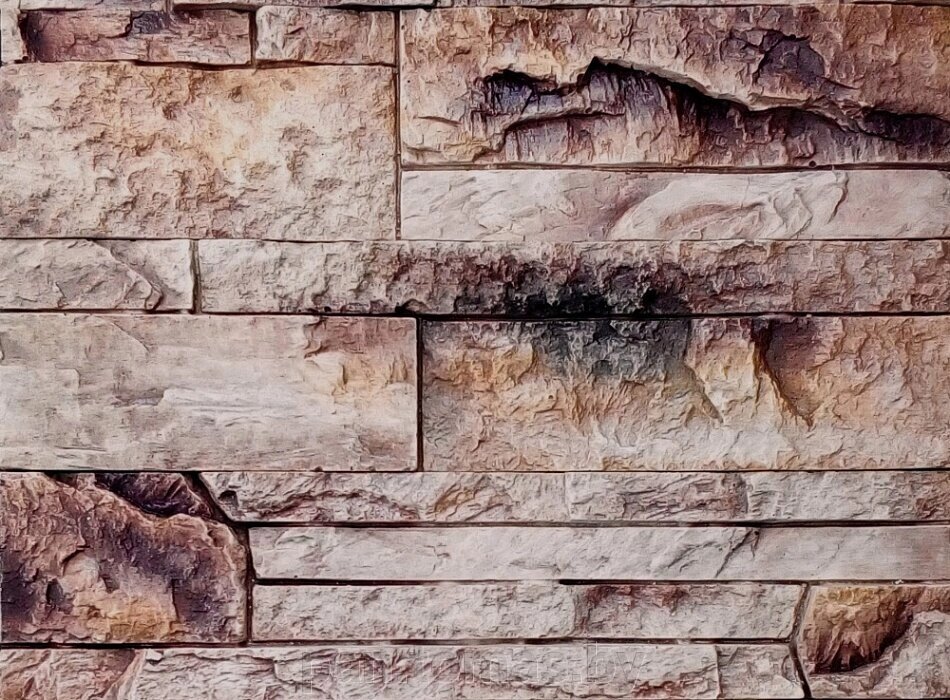 Декоративный искусственный камень Polinka Сланец Карпатский  гипсовый 1402Г, бежевый градиент от компании Торговые линии - фото 1