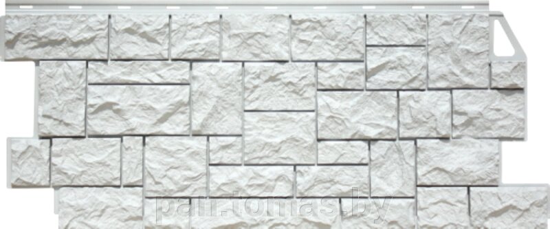 Фасадная панель (цокольный сайдинг) FineBer Камень дикий Мелованный белый от компании Торговые линии - фото 1