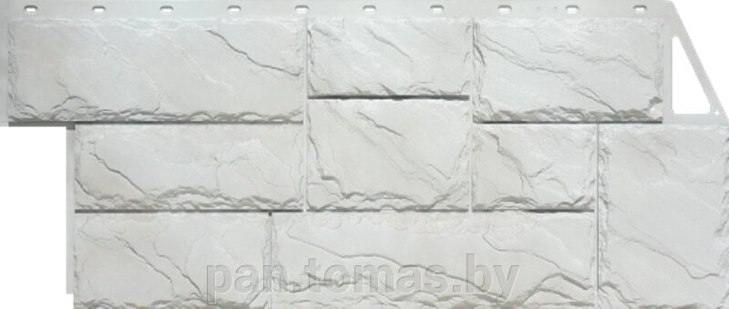 Фасадная панель (цокольный сайдинг) FineBer Камень крупный Мелованный белый от компании Торговые линии - фото 1